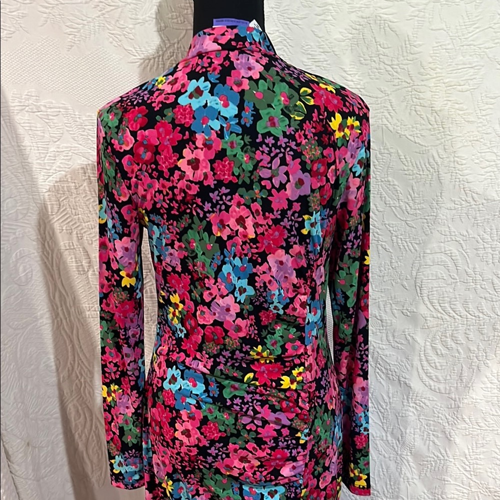 FUTURE COLLECTIVE Floral Long Sleeve Mock Neck Ruched Dress, size medium, NWT - Picture 7 of 14